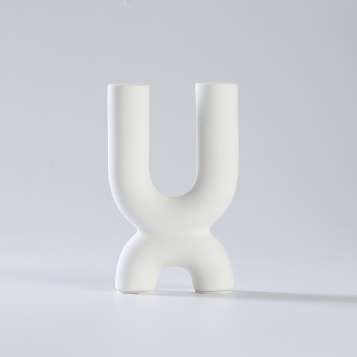 Подсвечник керамический &laquo;Скандинавия&raquo;, 10,5&times;17 см, горлышко d=2,4 см, цвет белый