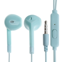 Наушники R-2, проводные, вкладыши, микрофон, 1 м, Jack 3.5 мм, голубые Наушники R-2, проводные, вкладыши, микрофон, 1 м, Jack 3.5 мм, голубые