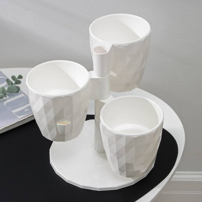 Кашпо многоярусное Ruby &laquo;Каскад&raquo;, 3 шт, 1 л, цвет белый