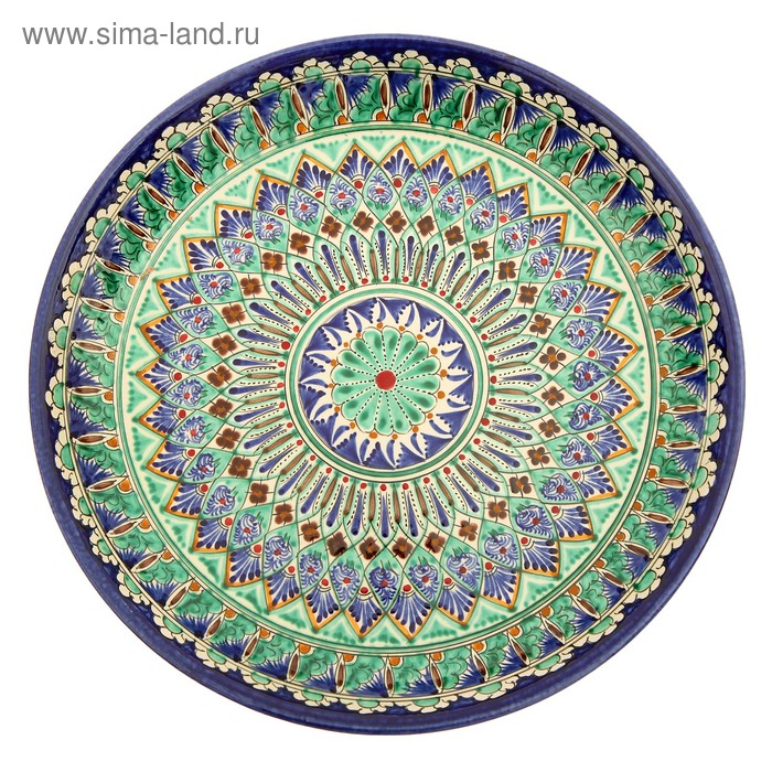 Ляган Риштанская Керамика Ляган Риштанская Керамика "Узоры", 36 см, синий