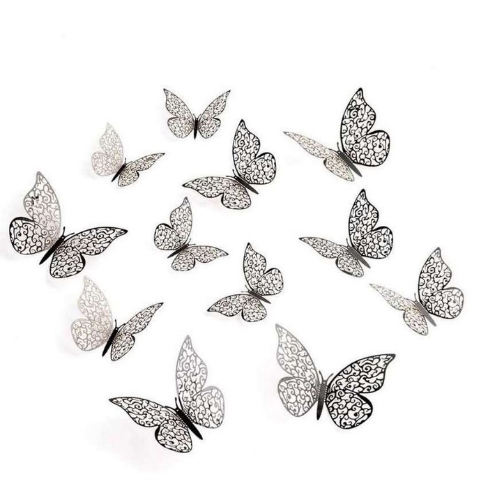 Набор топперов «Бабочки», 12 штук, цвет чёрный Набор топперов «Бабочки», 12 штук, цвет чёрный