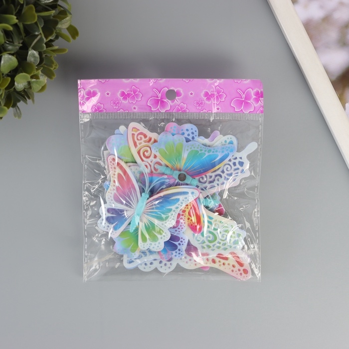 Магнит пластик светится в темноте Магнит пластик светится в темноте "Цветные бабочки" двойные крылья набор 12 шт