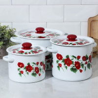 Набор эмалированных кастрюль &laquo;Рамо&raquo;, 3 предмета: 3,5 л, 5,5 л, 8 л