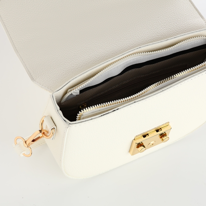 Сумка женская на клапане, TEXTURA, маленький размер, цвет белый Сумка женская на клапане, TEXTURA, маленький размер, цвет белый