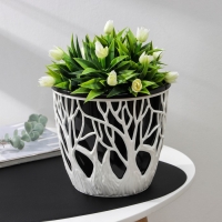 Кашпо для цветов со вставкой «Форест», 3 л, цвет бело-чёрный Кашпо для цветов со вставкой «Форест», 3 л, цвет бело-чёрный