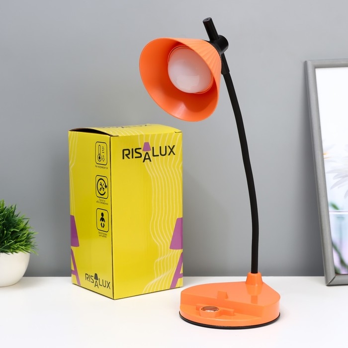 Настольная лампа Настольная лампа "Парасоль" LED, от USB/АКБ 6 Вт сенсор 3000-6000 оранжевый 14х10х37 см RISALUX 100