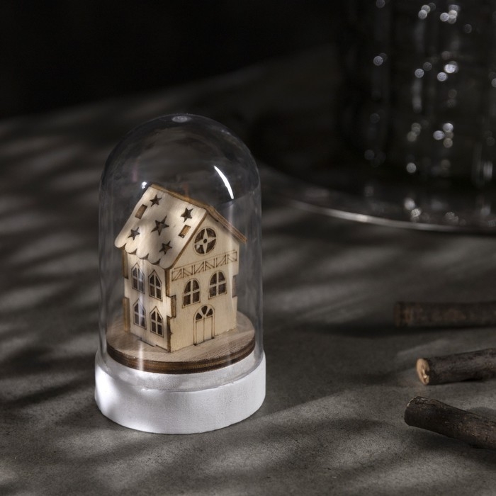 Светодиодная фигура под куполом &laquo;Домик&raquo; 6&times; 9.5 &times; 6 см, дерево, батарейки LR1130х3 (в комплекте), свечение тёплое белое