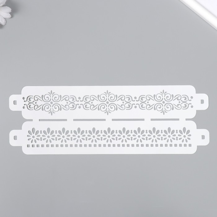 Трафарет бордюрный пластиковый Трафарет бордюрный пластиковый "Узор цветы" пластик, 11х32 см