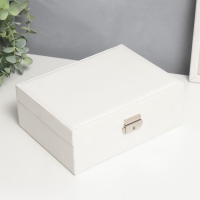 Шкатулка кожзам для украшений "Белая матовая" 8,7х23х17,5 см Шкатулка кожзам для украшений "Белая матовая" 8,7х23х17,5 см