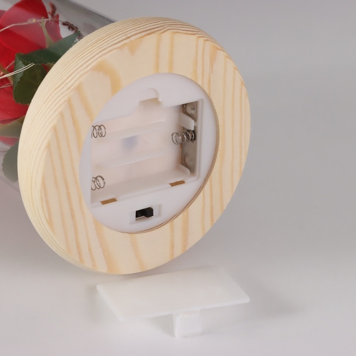 Ночник &laquo;Роза&raquo; LED 3хААА красный 9,5х9,5х14см