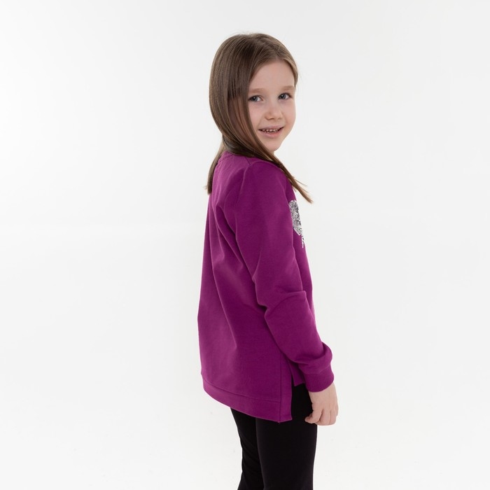 Свитшот для девочки, цвет сливовый, рост 98 см