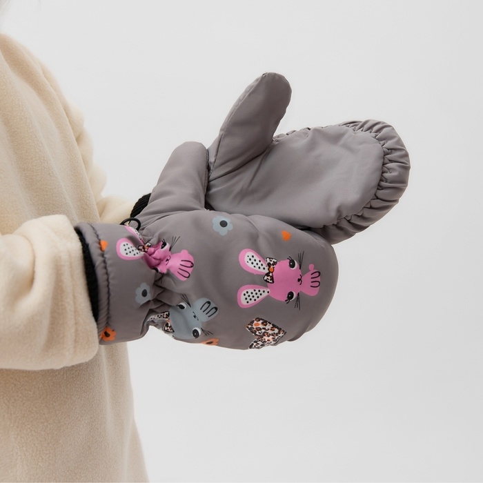 Варежки зимние детские MINAKU, цвет серый, 18см