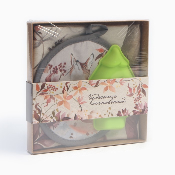 Новый год. Набор подарочный Этель "Тепло внутри": кух.полотенце 40х73см, прихватка 17х17см; хлопок 100%