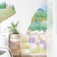 Наклейка пластик интерьерная цветная "Осенний лес и домик" 60х85 см Наклейка пластик интерьерная цветная "Осенний лес и домик" 60х85 см