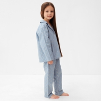 Пижама детская из фланели (рубашка, брюки) KAFTAN "Ананасы", рост 122-128, голубой
