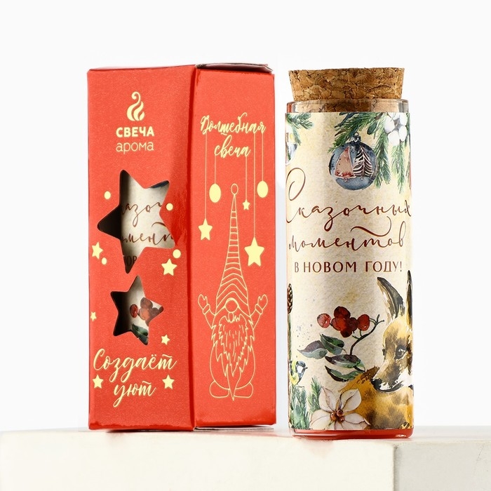 Свеча новогодняя «Сказочных моментов», на Новый год, аромат вишня, 9 х 3,5 см Свеча новогодняя «Сказочных моментов», на Новый год, аромат вишня, 9 х 3,5 см