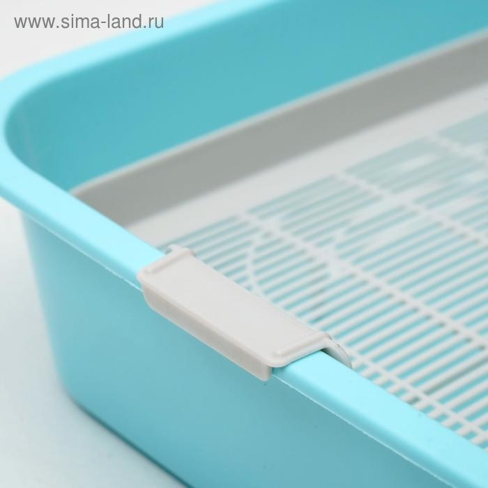 Туалет Туалет "Мур-мяу" для кошек, с сеткой, 33,2 х 25,6 х 7,2 см голубой