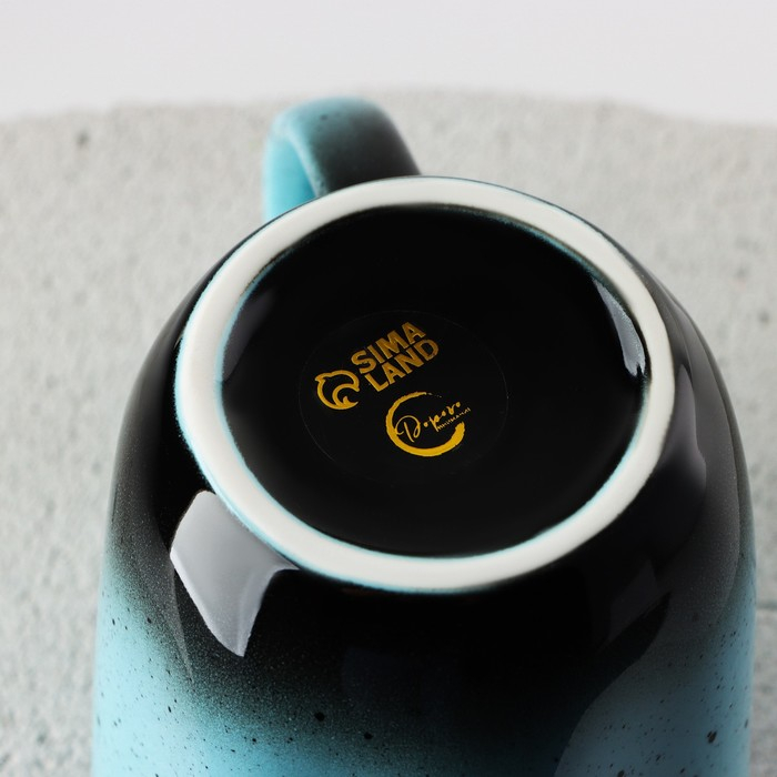 Кружка керамическая неровный край &laquo;Синяя&raquo;, 350 мл, цвет синий