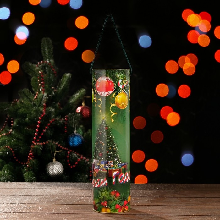 Новый год. Подарочная коробка, тубус под бутылку &laquo;Нарядная ёлка&raquo; 92 х 350 мм (330 мм внутр. высота).