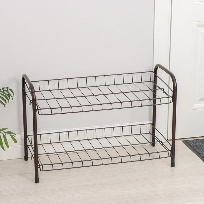 Полка для обуви разборная, 2 яруса, 68×28×44 см, цвет медный антик Полка для обуви разборная, 2 яруса, 68×28×44 см, цвет медный антик