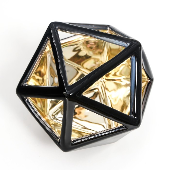 Подсвечник керамика на 1 свечу "Многогранник" внутри золото МИКС 11х14х12,5 см