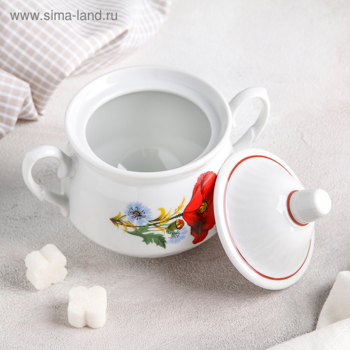 Сахарница &laquo;Маки красные&raquo;, 450 мл, с крышкой, МИКС