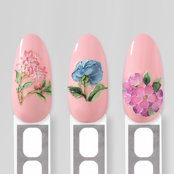 Наклейки для ногтей «Цветочный сад», объёмные, разноцветные Наклейки для ногтей «Цветочный сад», объёмные, разноцветные