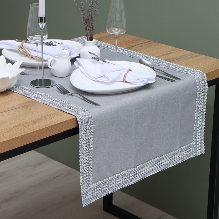 Дорожка Этель со стразами, 50 х 100 &plusmn;5 см, цвет серый, п/э