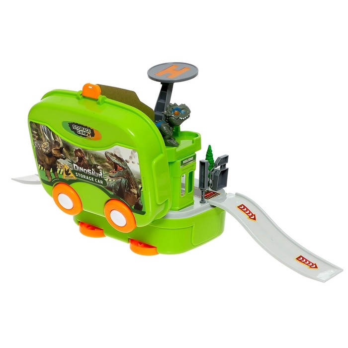 Парковка &laquo;Динозавр&raquo;, в рюкзаке, с вертолётной площадкой, 1 динозавр, 1 машина