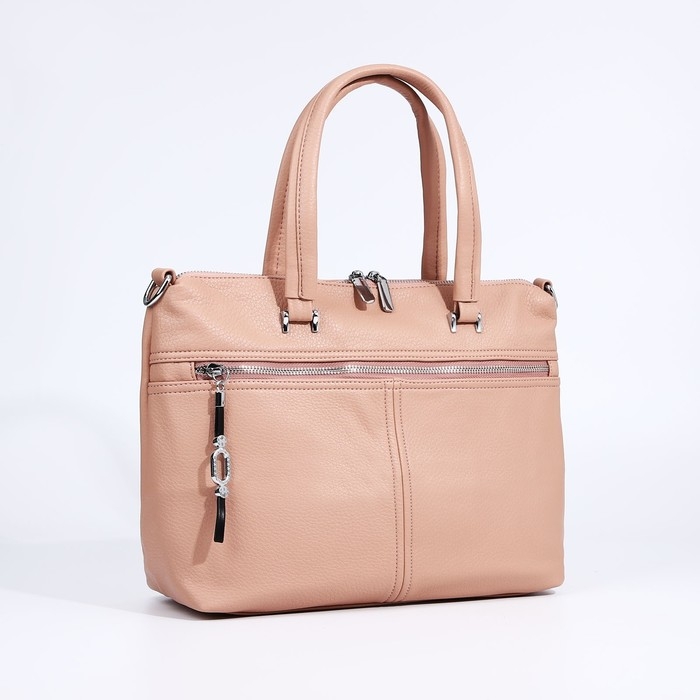 Сумка-тоут на молнии, 2 наружных кармана, цвет розовый Сумка-тоут на молнии, 2 наружных кармана, цвет розовый