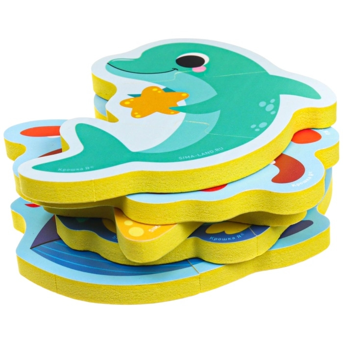 Мягкий пазл для малышей «Морские друзья», 5 пазлов, Крошка Я Мягкий пазл для малышей «Морские друзья», 5 пазлов, Крошка Я