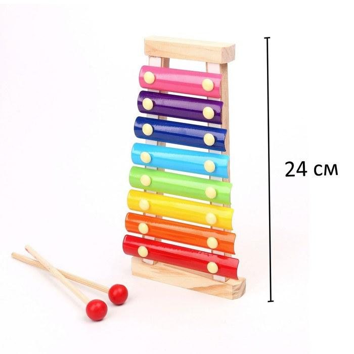 Металлофон, 8 тонов + карточки с песнями Металлофон, 8 тонов + карточки с песнями