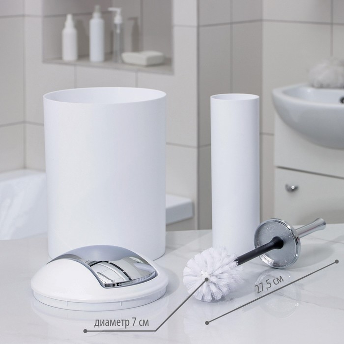Набор аксессуаров для ванной комнаты SAVANNA &laquo;Сильва&raquo;, 6 предметов (дозатор, мыльница, 2 стакана, ёршик, ведро), цвет белый