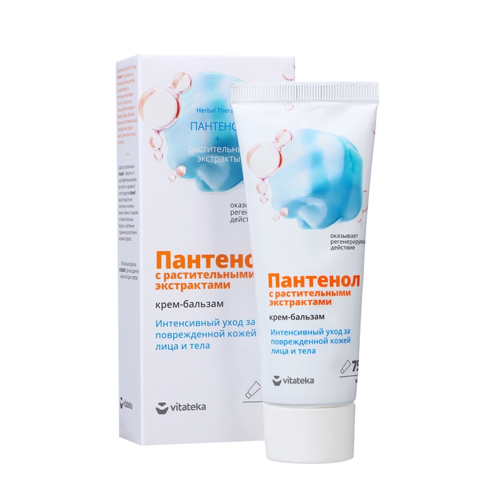 Крем-бальзам Пантенол для кожи Крем-бальзам Пантенол для кожи "Витатека" с растительными экстрактами, 75 мл