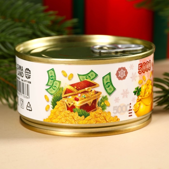 Монпансье &laquo;Деньги&raquo; в консервной банке, 100 г.