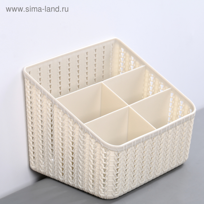 Органайзер &laquo;Вязание&raquo;, 5 секций, цвет белый ротанг