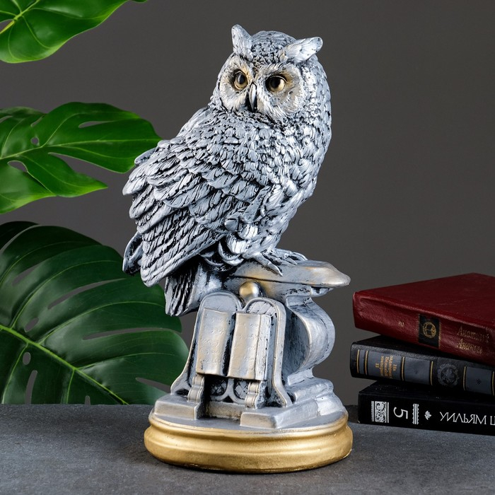 Копилка Копилка "Сова с книгой" серебро, 21х17х35см