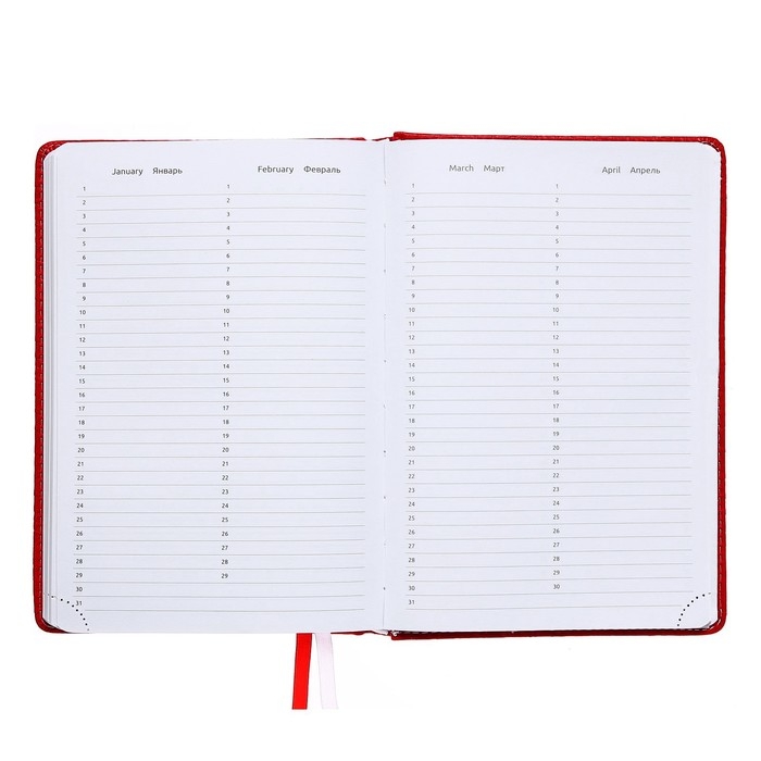 Ежедневник недатированный A5, 160 листов, Attomex.Croco, твёрдая обложка из искусственной кожи с поролоном, 2 ляссе, блок 70 г/м2, красный