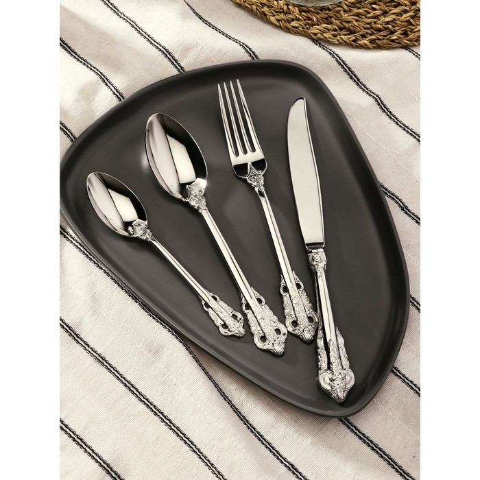 Набор столовых приборов из нержавеющей стали Magistro Queen, 4 предмета, цвет серебряный Набор столовых приборов из нержавеющей стали Magistro Queen, 4 предмета, цвет серебряный