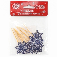 Новогодние шпажки &laquo;С Новым Годом!&raquo;, снежинка, набор 12 шт.