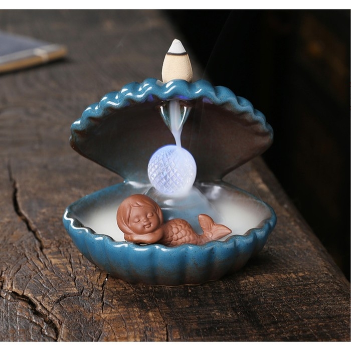 Подставка для благовоний Подставка для благовоний "Девочка в ракушке" 11х10см, с подсветкой, батарейки LR44