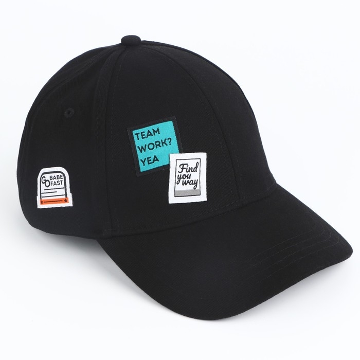 Кепка мужская Team Work, цвет чёрный, р-р 56 Кепка мужская Team Work, цвет чёрный, р-р 56