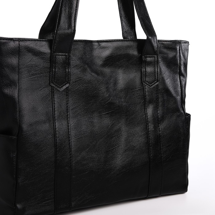 Сумка-шопер женская на молнии, цвет чёрный