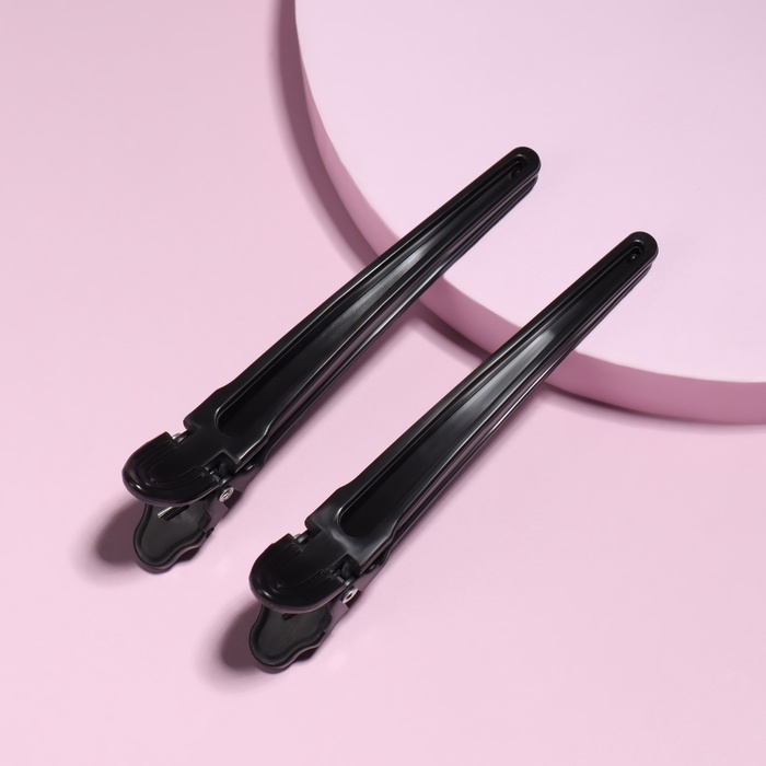 Зажимы для волос, набор - 2шт, 10 см, цвет чёрный