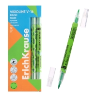 Маркер текстовыделитель 0.5-3.5 мм ErichKrause Visioline V-16 Brush Neon, двухсторонний, зеленый неон, чернила на водной основе Маркер текстовыделитель 0.5-3.5 мм ErichKrause Visioline V-16 Brush Neon, двухсторонний, зеленый неон, чернила на водной основе