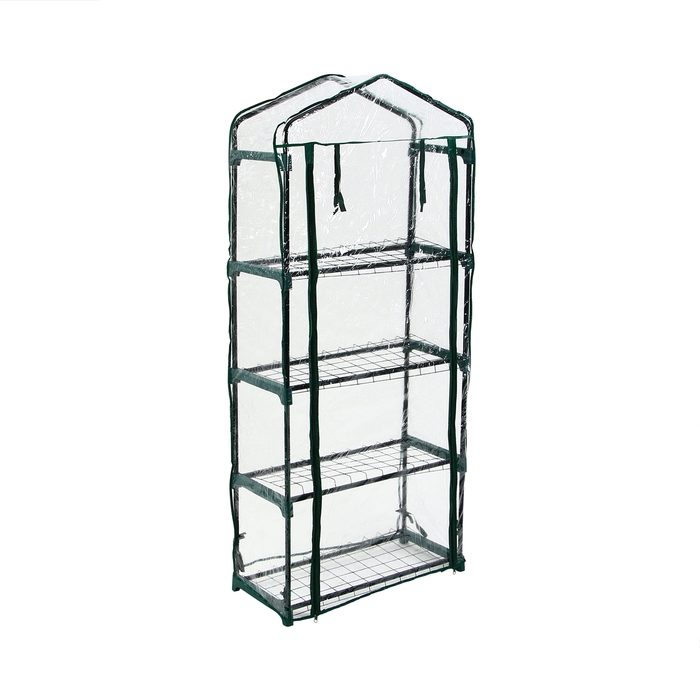 Парник-стеллаж, 4 полки, 160 &times; 70 &times; 30 см, металлический каркас d = 16 мм, чехол плёнка 80 мкм, Greengo