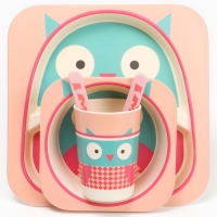 Набор детской посуды из бамбука «Совушка», 5 предметов: тарелка, миска, стакан, столовые приборы Набор детской посуды из бамбука «Совушка», 5 предметов: тарелка, миска, стакан, столовые приборы