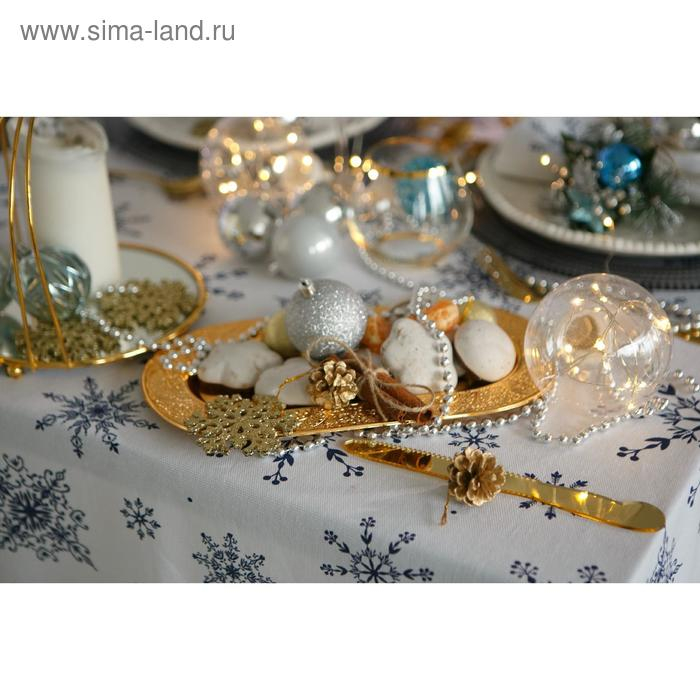 Скатерть "Доляна" Синие снежинки 110х146+/- 3 см, 100% хлопок, 164 г/м2