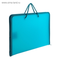 Папка с ручками А4, 230 х 185 х 25 мм, молния вокруг, плстиковая, ПТ-112, "Офис", тонированная, цвет бирюзовый Папка с ручками А4, 230 х 185 х 25 мм, молния вокруг, плстиковая, ПТ-112, "Офис", тонированная, цвет бирюзовый