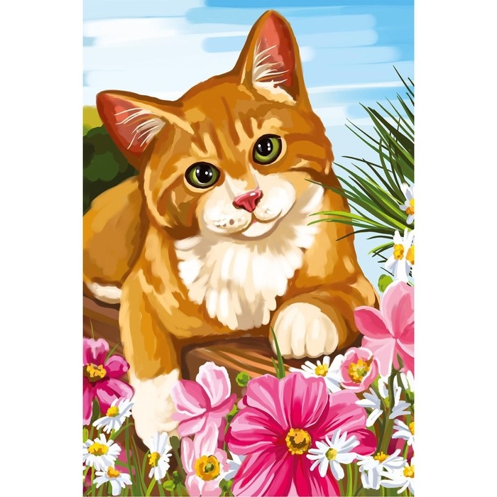 Алмазная мозаика с полным заполнением на холсте «Кот», 20 х 30 см Алмазная мозаика с полным заполнением на холсте «Кот», 20 х 30 см